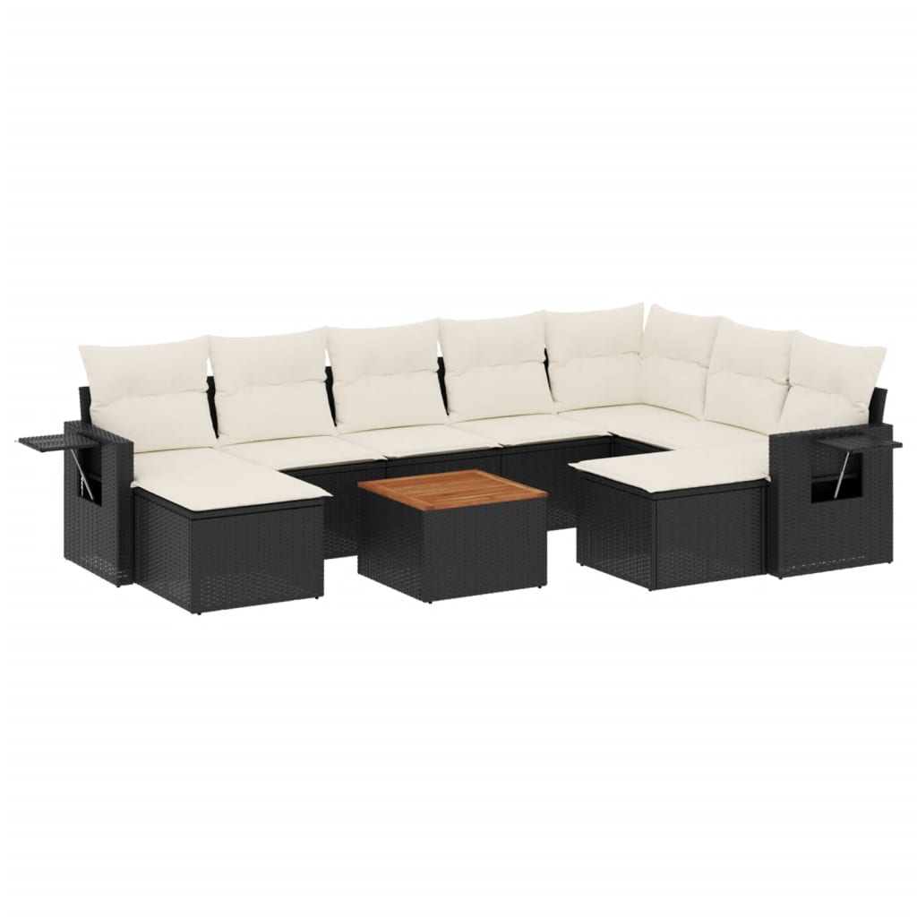 Set Divani da Giardino 10pz con Cuscini in Polyrattan Nero - homemem39