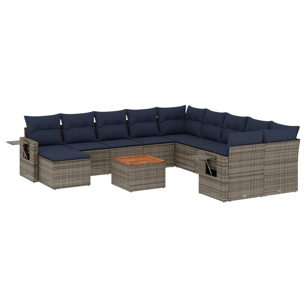 Set Divani da Giardino 12 pz con Cuscini Grigio in Polyrattan | homemem39