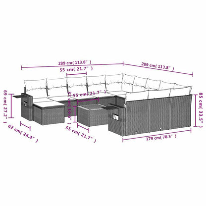 Set Divani da Giardino 13 pz con Cuscini Nero in Polyrattan | homemem39