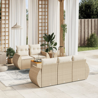 Set Divano da Giardino 6 pz con Cuscini Beige in Polyrattan - homemem39