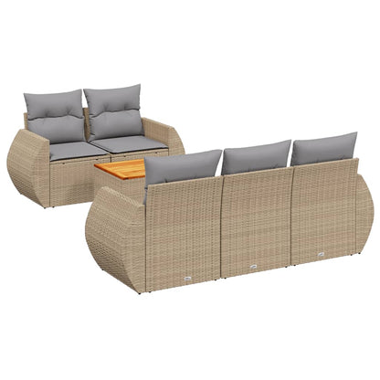 Set Divano da Giardino 6 pz con Cuscini Beige in Polyrattan - homemem39