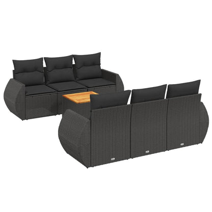 Set Divani da Giardino con Cuscini 7pz Nero Polyrattan - homemem39