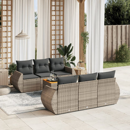 Set Divani da Giardino 7 pz con Cuscini Grigio in Polyrattan - homemem39