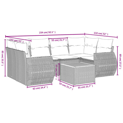 Set Divani da Giardino con Cuscini 7pz Nero Polyrattan - homemem39