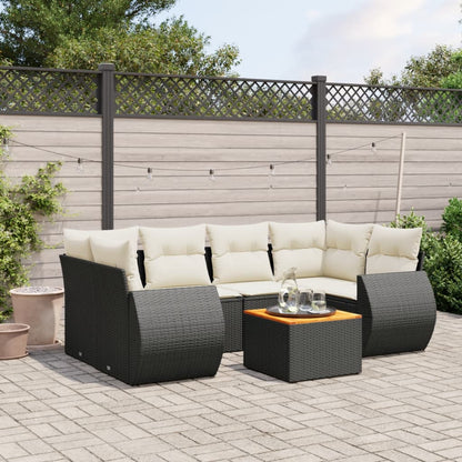 Set Divani da Giardino con Cuscini 7pz Nero Polyrattan - homemem39