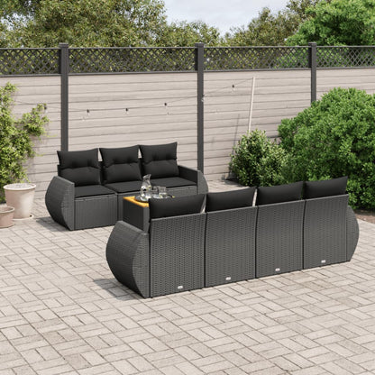 Set Divani da Giardino con Cuscini 8 pz Nero in Polyrattan - homemem39
