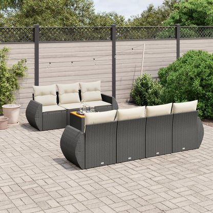 Set Divani da Giardino con Cuscini 8 pz Nero in Polyrattan - homemem39
