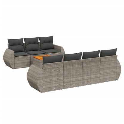 Set Divano da Giardino 8 pz con Cuscini Grigio in Polyrattan - homemem39