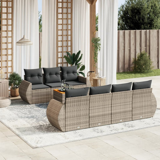 Set Divano da Giardino 8 pz con Cuscini Grigio in Polyrattan - homemem39