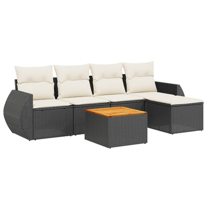 Set Divano da Giardino 6 pz con Cuscini Nero in Polyrattan - homemem39