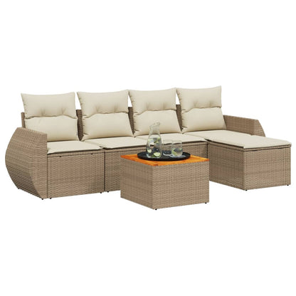 Set Divano da Giardino 6 pz con Cuscini Beige in Polyrattan - homemem39