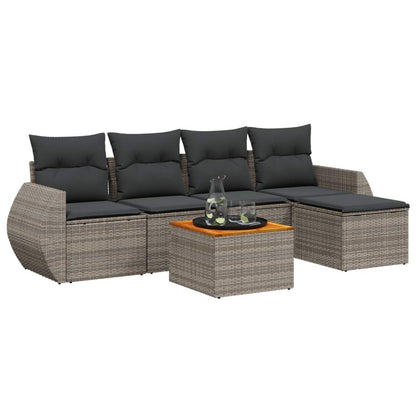 Set Divano da Giardino 6 pz con Cuscini Grigio in Polyrattan - homemem39