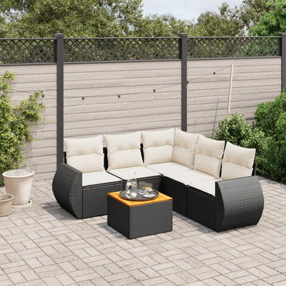 Set Divano da Giardino 6 pz con Cuscini Nero in Polyrattan - homemem39