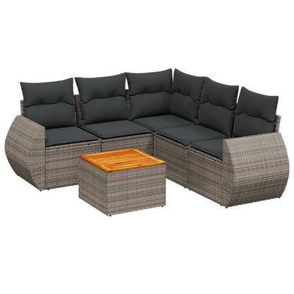 Set Divano da Giardino 6 pz con Cuscini Grigio in Polyrattan - homemem39