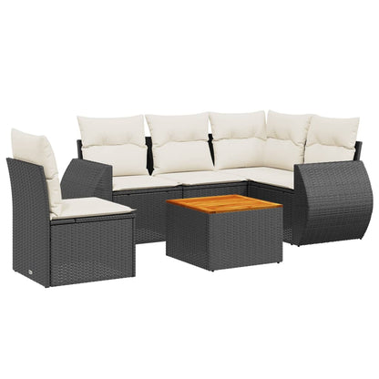 Set Divano da Giardino 6 pz con Cuscini Nero in Polyrattan - homemem39