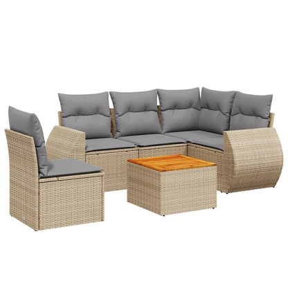 Set Divano da Giardino 6 pz con Cuscini Beige in Polyrattan - homemem39
