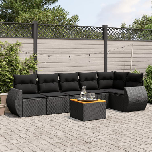Set Divani da Giardino con Cuscini 7pz Nero Polyrattan - homemem39