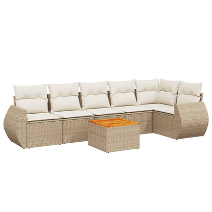 Set Divani da Giardino 7 pz con Cuscini Beige in Polyrattan - homemem39