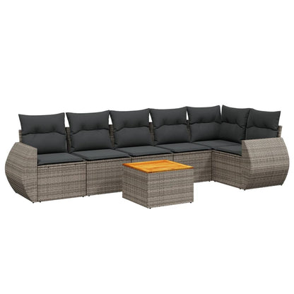 Set Divani da Giardino 7 pz con Cuscini Grigio in Polyrattan - homemem39