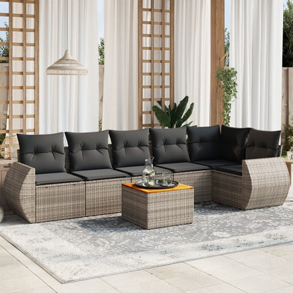 Set Divani da Giardino 7 pz con Cuscini Grigio in Polyrattan - homemem39
