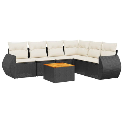 Set Divani da Giardino con Cuscini 7pz Nero Polyrattan | homemem39