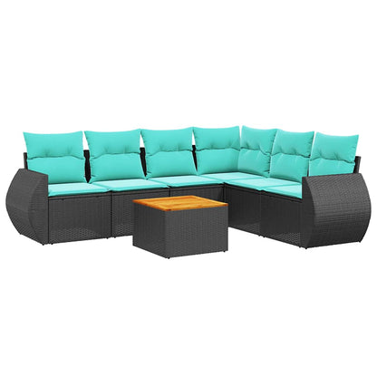 Set Divani da Giardino 7 pz con Cuscini Nero in Polyrattan | homemem39