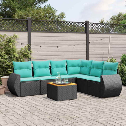 Set Divani da Giardino 7 pz con Cuscini Nero in Polyrattan | homemem39