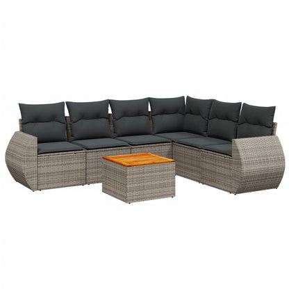 Set Divani da Giardino 7 pz con Cuscini Grigio in Polyrattan | homemem39