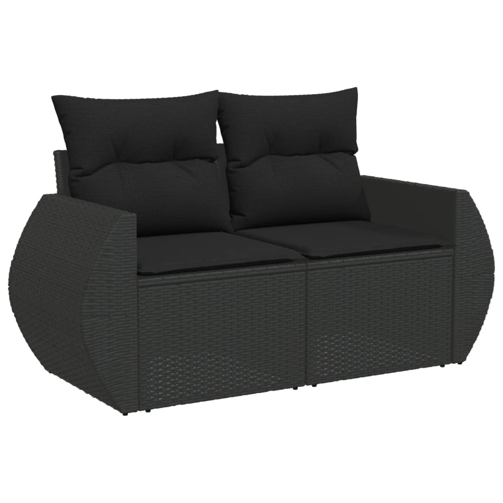 Set Divani da Giardino 9 pz con Cuscini Nero in Polyrattan | homemem39
