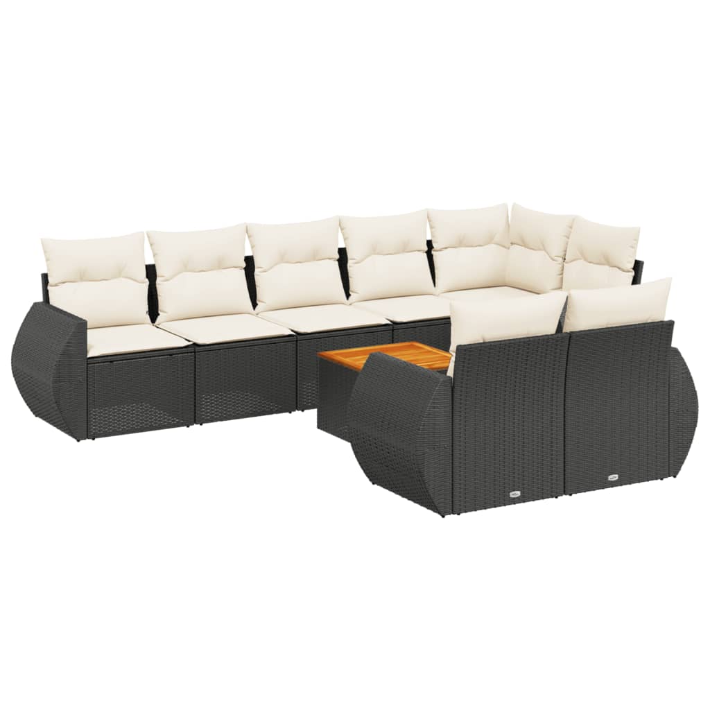 Set Divani da Giardino 9 pz con Cuscini Nero in Polyrattan - homemem39