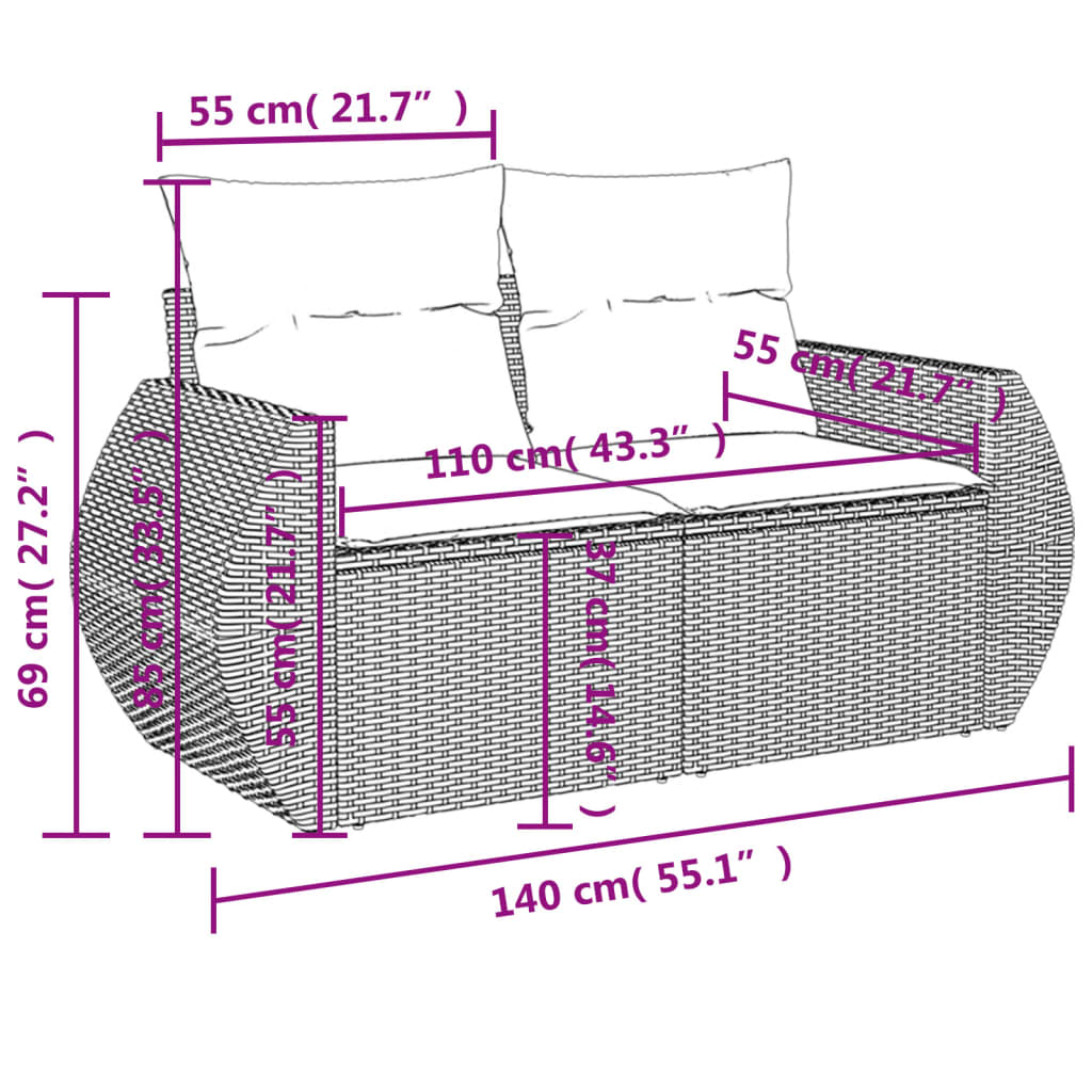 Set Divani da Giardino con Cuscini 7pz Nero Polyrattan | homemem39