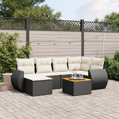 Set Divani da Giardino con Cuscini 7pz Nero Polyrattan | homemem39