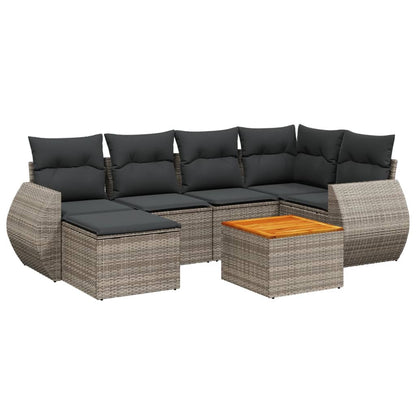 Set Divani da Giardino 7 pz con Cuscini Grigio in Polyrattan - homemem39