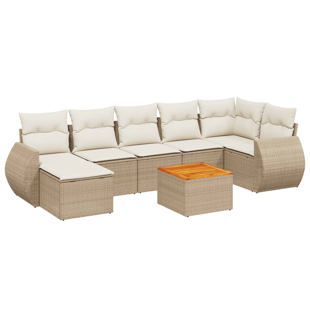 Set Divano da Giardino 8 pz con Cuscini Beige in Polyrattan - homemem39