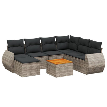 Set Divano da Giardino 8 pz con Cuscini Grigio in Polyrattan - homemem39