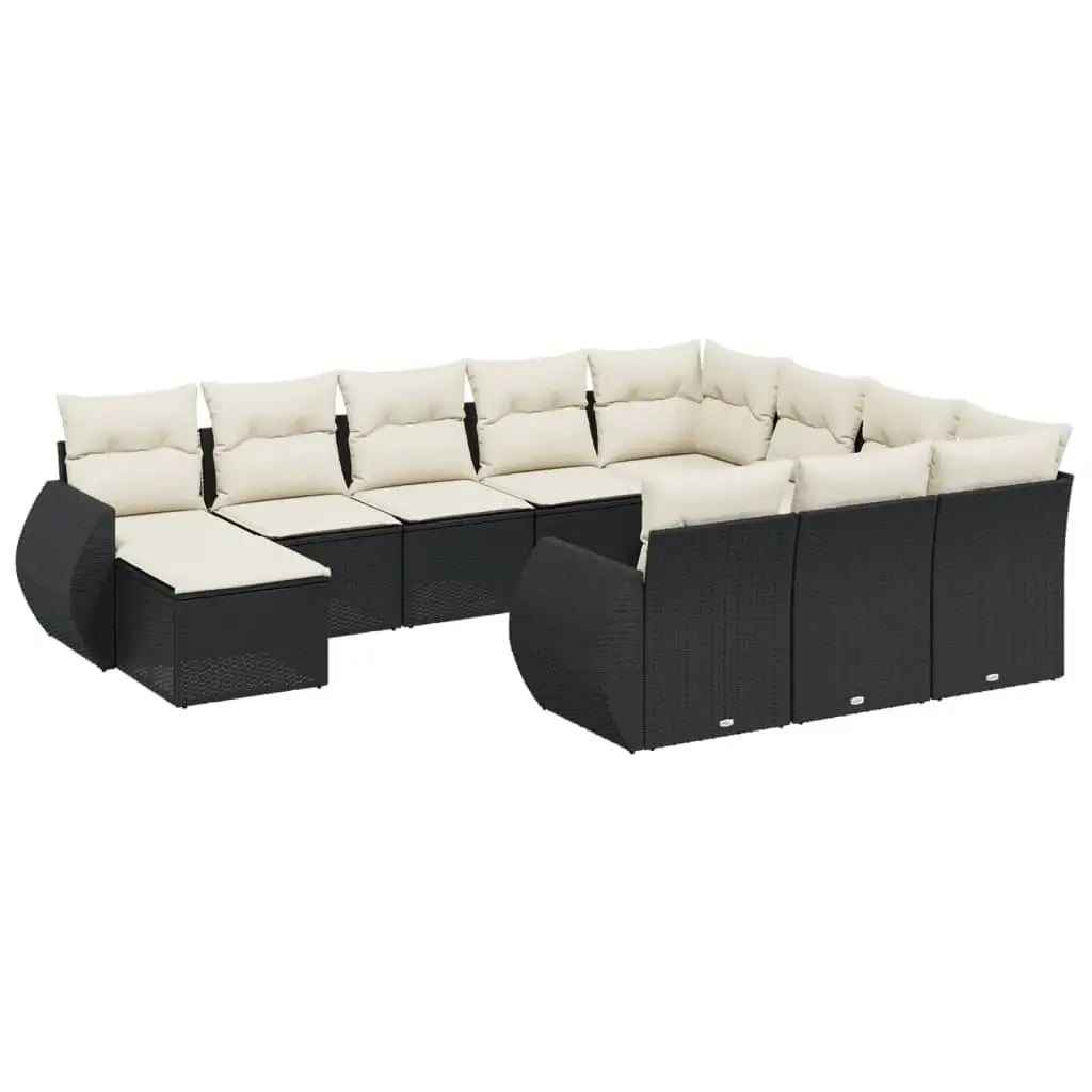 Set Divani da Giardino 11 pz con Cuscini in Polyrattan Nero - homemem39