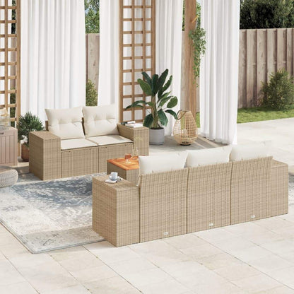Set Divano da Giardino 6 pz con Cuscini Beige in Polyrattan - homemem39