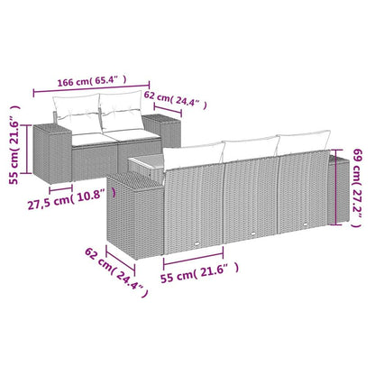 Set Divano da Giardino 6 pz con Cuscini Grigio in Polyrattan - homemem39