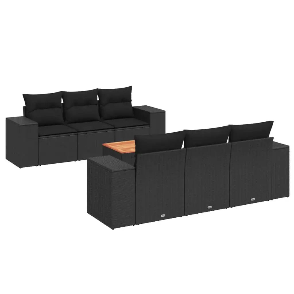 Set Divani da Giardino con Cuscini 7pz Nero Polyrattan - homemem39