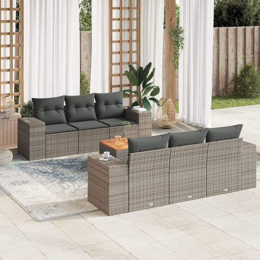 Set Divani da Giardino 7 pz con Cuscini Grigio in Polyrattan - homemem39