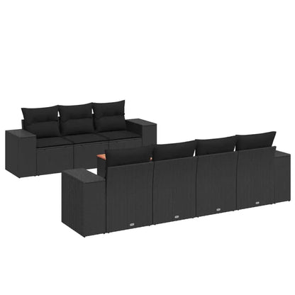Set Divani da Giardino con Cuscini 8 pz Nero in Polyrattan - homemem39