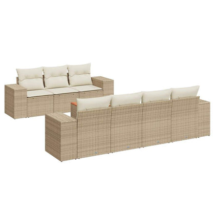 Set Divano da Giardino 8 pz con Cuscini Beige in Polyrattan - homemem39