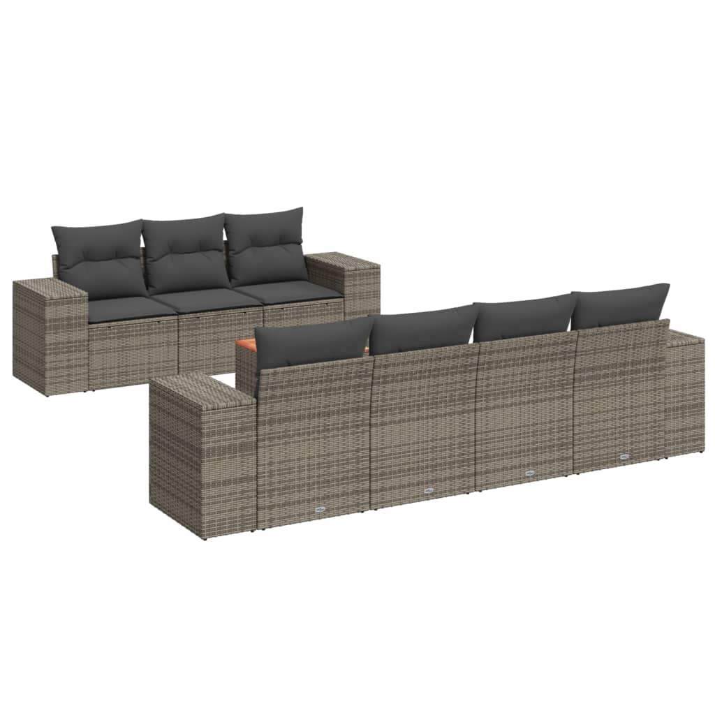 Set Divano da Giardino 8 pz con Cuscini Grigio in Polyrattan - homemem39
