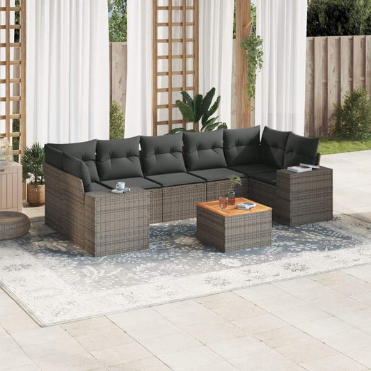 Set Divano da Giardino 8 pz con Cuscini Grigio in Polyrattan - homemem39