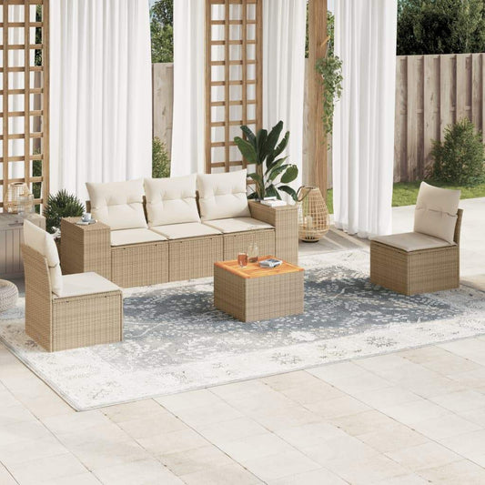 Set Divano da Giardino 6 pz con Cuscini Beige in Polyrattan - homemem39