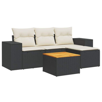 Set Divani da Giardino 5 pz con Cuscini in Polyrattan Nero - homemem39