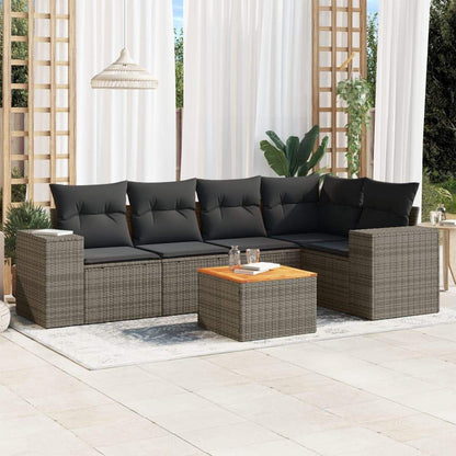 Set Divano da Giardino 6 pz con Cuscini Grigio in Polyrattan - homemem39