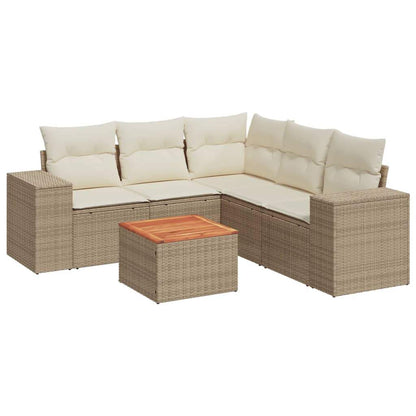 Set Divano da Giardino 6 pz con Cuscini Beige in Polyrattan - homemem39