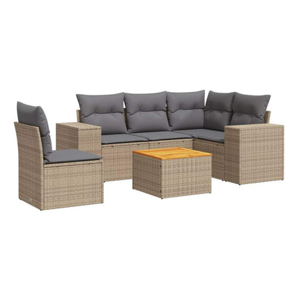 Set Divano da Giardino 6 pz con Cuscini Beige in Polyrattan - homemem39