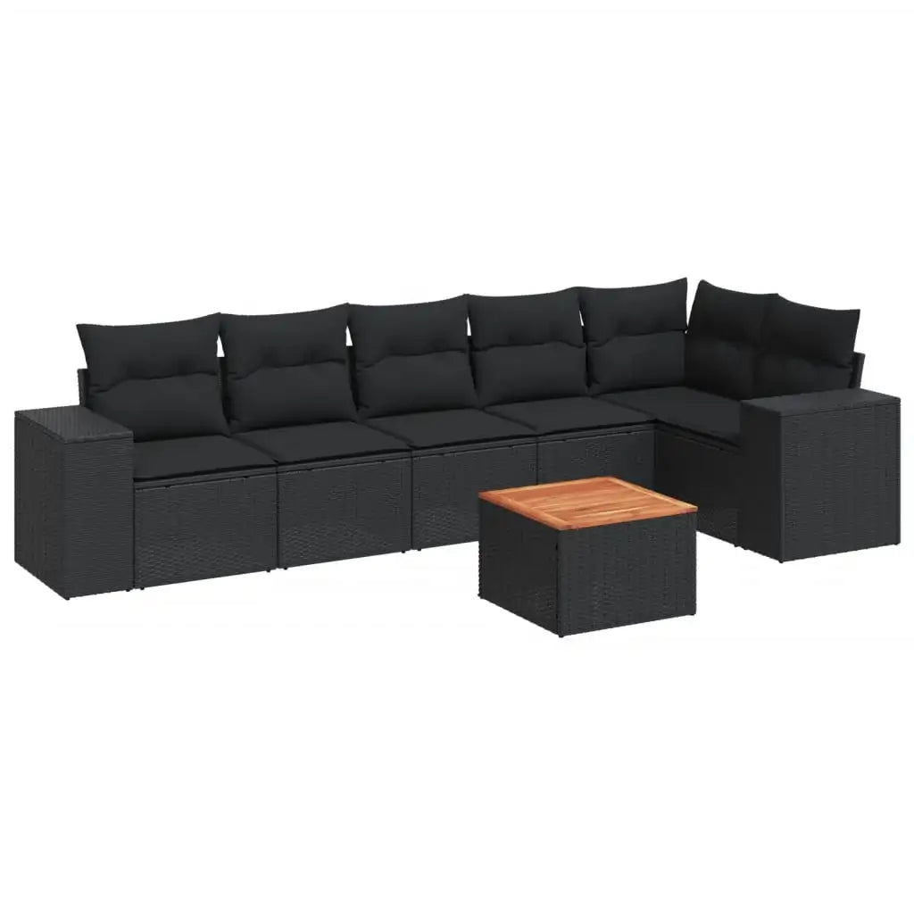 Set Divani da Giardino con Cuscini 7pz Nero Polyrattan - homemem39